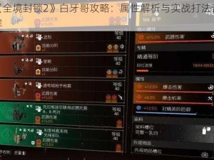 《全境封锁2》白牙哥攻略：属性解析与实战打法详解