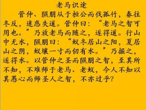 老马的春天全文阅读资源：小说经典，回味无穷