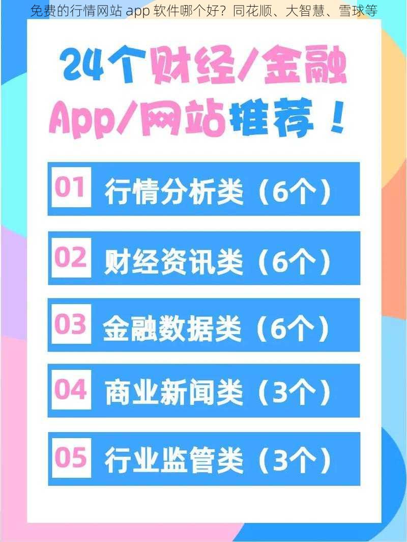 免费的行情网站 app 软件哪个好？同花顺、大智慧、雪球等