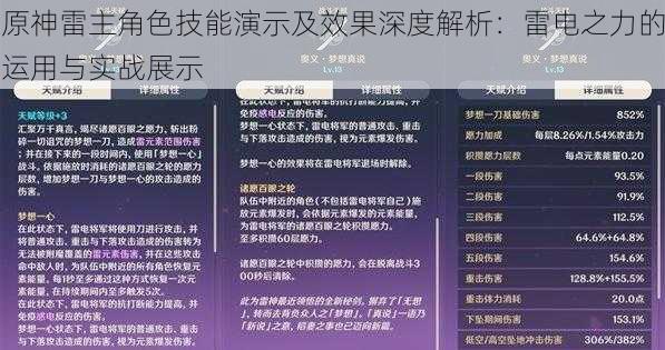 原神雷主角色技能演示及效果深度解析：雷电之力的运用与实战展示