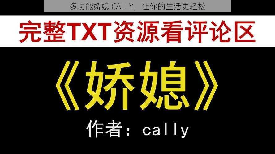 多功能娇媳 CALLY，让你的生活更轻松