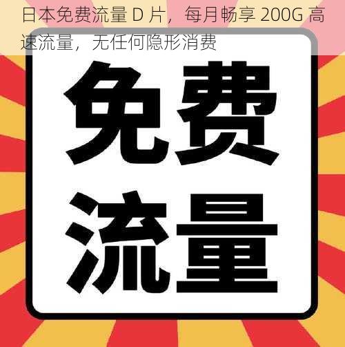 日本免费流量 D 片，每月畅享 200G 高速流量，无任何隐形消费