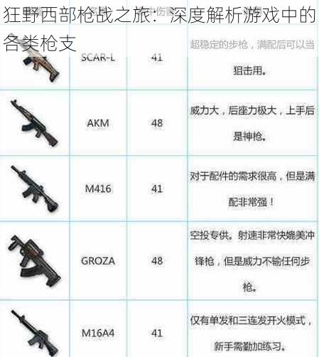 狂野西部枪战之旅：深度解析游戏中的各类枪支