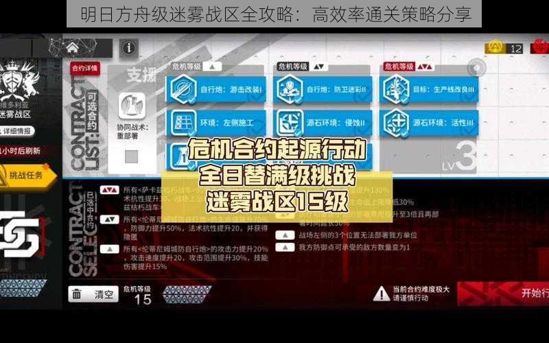 明日方舟级迷雾战区全攻略：高效率通关策略分享