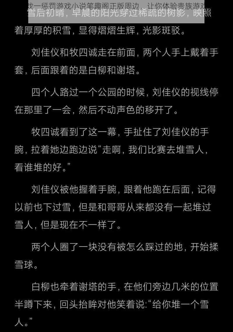 贵族游戏一惩罚游戏小说笔趣阁正版周边，让你体验贵族游戏的刺激与乐趣