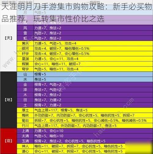 天涯明月刀手游集市购物攻略：新手必买物品推荐，玩转集市性价比之选