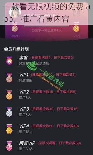 一款看无限视频的免费 app，推广看黄内容