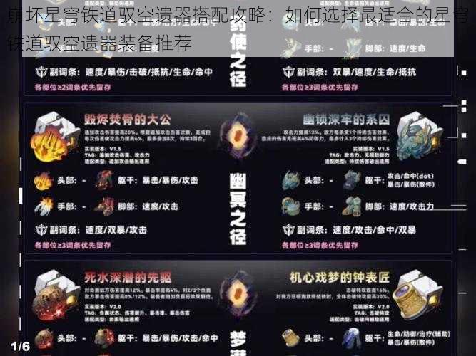 崩坏星穹铁道驭空遗器搭配攻略：如何选择最适合的星穹铁道驭空遗器装备推荐