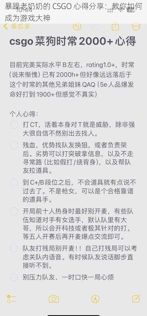 暴躁老奶奶的 CSGO 心得分享：教你如何成为游戏大神